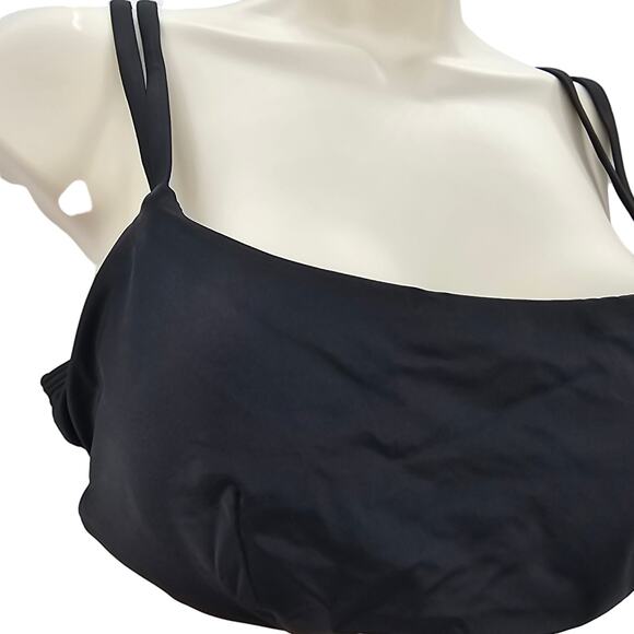 Andie Swim Womans size S The Rockaway Bikini Top in Black Double Strap NEW - Picture 2 of 7
